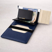 MONSAFE Wallet Pop-Up Navy | Protección RFID · Piel Sintética Premium