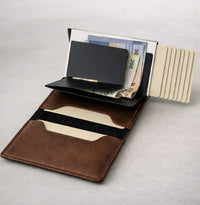 MONSAFE Wallet Pop-Up Whisky | Protección RFID · Piel Sintética Premium