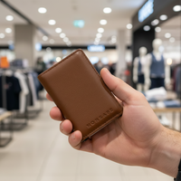 MONSAFE Wallet Pop-Up Whisky | Protección RFID · Piel Sintética Premium